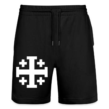Jerusalem Cross Jerusalem Cross - Stanley/Stella Trainer Unisex Organic Jogging Shorts - black - Front - Nik (191cm) & Marisol (170cm)
