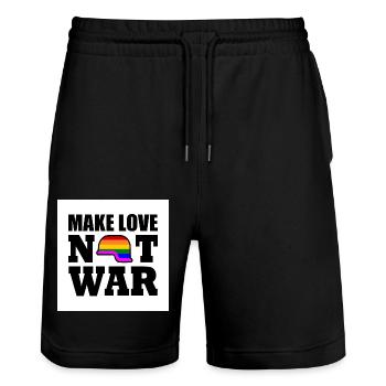 Make love not war - Short de jogging bio TRAINER Stanley/Stella unisexe - noir - Devant - Nik (191cm) & Marisol (170cm)