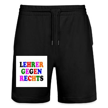 Lehrer gegen rechts - Stanley/Stella Unisex Bio Joggingshorts Trainer  - Schwarz - Vorne - Nik (191cm) & Marisol (170cm)