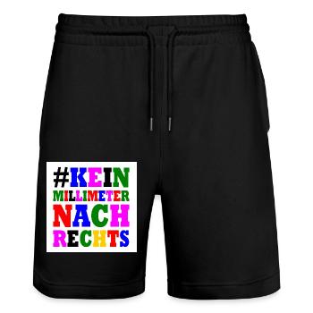 kein millimeter nach rechts - Stanley/Stella Unisex Bio Joggingshorts Trainer  - Schwarz - Vorne - Nik (191cm) & Marisol (170cm)