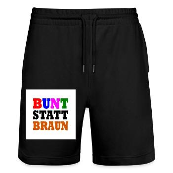 Bunt statt braun - Stanley/Stella Unisex Bio Joggingshorts Trainer  - Schwarz - Vorne - Nik (191cm) & Marisol (170cm)