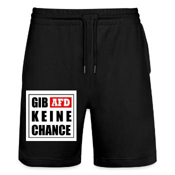 Gib afd keine chance - Stanley/Stella Unisex Bio Joggingshorts Trainer  - Schwarz - Vorne - Nik (191cm) & Marisol (170cm)