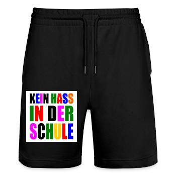 kein hass in der schule - Stanley/Stella Unisex Bio Joggingshorts Trainer  - Schwarz - Vorne - Nik (191cm) & Marisol (170cm)