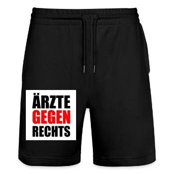 Ärzte gegen rechts - Stanley/Stella Unisex Bio Joggingshorts Trainer  - Schwarz - Vorne - Nik (191cm) & Marisol (170cm)