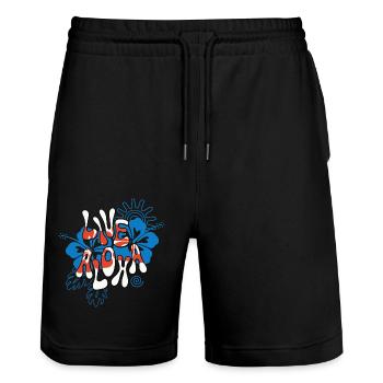 Hawaii Live Aloha Good Vibe Saying Retro - Stanley/Stella Trainer Unisex Organic Jogging Shorts - black - Front - Nik (191cm) & Marisol (170cm)