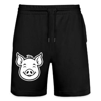 Pig Piggy - Stanley/Stella Trainer Unisex Organic Jogging Shorts - black - Front - Nik (191cm) & Marisol (170cm)