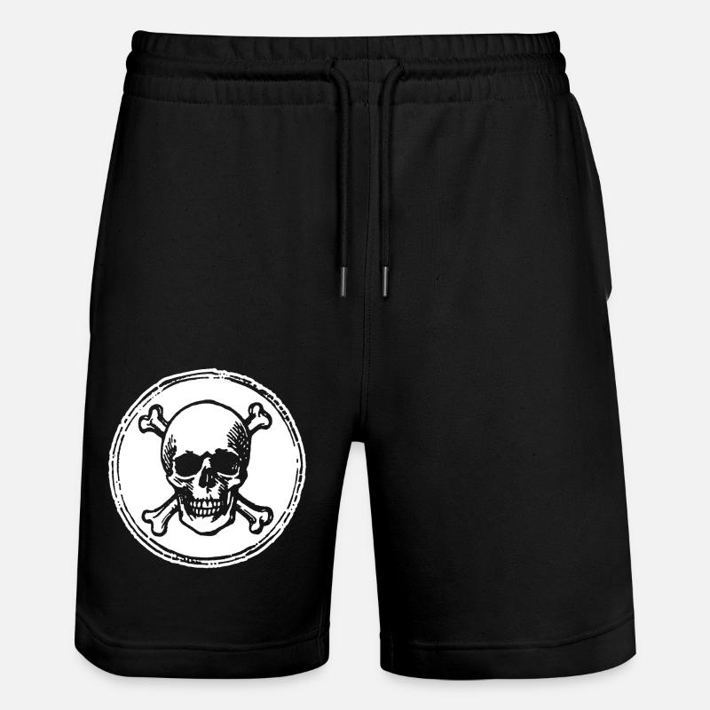 Skull and Bone Pirate - Stanley/Stella Trainer Unisex Organic Jogging Shorts - black
