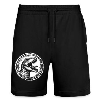 Dino Dinosaurier - Stanley/Stella Unisex Bio Joggingshorts Trainer  - Schwarz - Vorne - Nik (191cm) & Marisol (170cm)