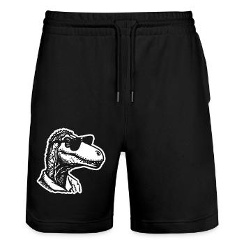 Dino Dinosaurier - Stanley/Stella Unisex Bio Joggingshorts Trainer  - Schwarz - Vorne - Nik (191cm) & Marisol (170cm)