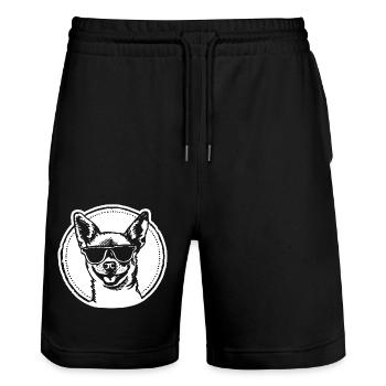 Chihuahua Dog - Stanley/Stella Trainer Unisex Organic Jogging Shorts - black - Front - Nik (191cm) & Marisol (170cm)
