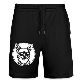 Chihuahua Dog - Stanley/Stella Trainer Unisex Organic Jogging Shorts - black - Front - Nik (191cm) & Marisol (170cm)