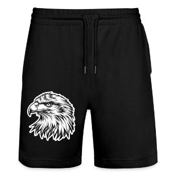 Adler Adlerkopf - Stanley/Stella Unisex Bio Joggingshorts Trainer  - Schwarz - Vorne - Nik (191cm) & Marisol (170cm)