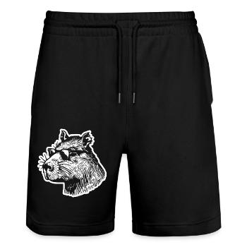 Capybara Wasserschwein - Short de jogging bio TRAINER Stanley/Stella unisexe - noir - Devant - Nik (191cm) & Marisol (170cm)