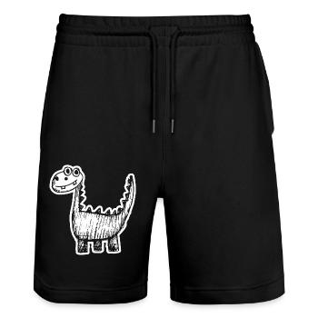 Dinosaure Dino - Short de jogging bio TRAINER Stanley/Stella unisexe - noir - Devant - Nik (191cm) & Marisol (170cm)