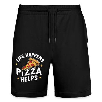 Pizza Italien Fast Food - Stanley/Stella Unisex Bio Joggingshorts Trainer  - Schwarz - Vorne - Nik (191cm) & Marisol (170cm)