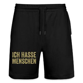 I hate people - Stanley/Stella Trainer Unisex Organic Jogging Shorts - black - Front - Nik (191cm) & Marisol (170cm)
