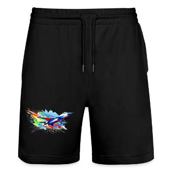 Avion de chasse - Color Splash - Short de jogging bio TRAINER Stanley/Stella unisexe - noir - Devant - Nik (191cm) & Marisol (170cm)