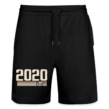 2020 Vintage 2020 Birthday 2020 Retro 2020 - Stanley/Stella Trainer Unisex Organic Jogging Shorts - black - Front - Nik (191cm) & Marisol (170cm)