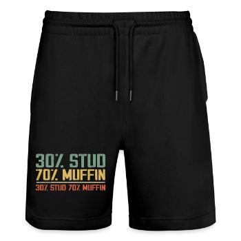 Sarcastic 30% Stud 70% Muffin Dad Father Figure - Stanley/Stella Trainer Unisex Organic Jogging Shorts - black - Front - Nik (191cm) & Marisol (170cm)