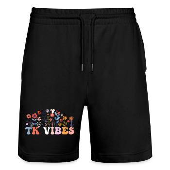 TK Vibes Wildflower Retro Teacher Daisy Kid - Short de jogging bio TRAINER Stanley/Stella unisexe - noir - Devant - Nik (191cm) & Marisol (170cm)