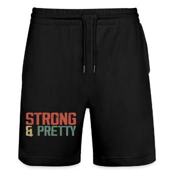 Strong And Pretty Funny Strongman Gym Workout - Short de jogging bio TRAINER Stanley/Stella unisexe - noir - Devant - Nik (191cm) & Marisol (170cm)