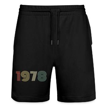 1978 Birthday Vintage 1978 Gift 1978 - Stanley/Stella Trainer Unisex Organic Jogging Shorts - black - Front - Nik (191cm) & Marisol (170cm)