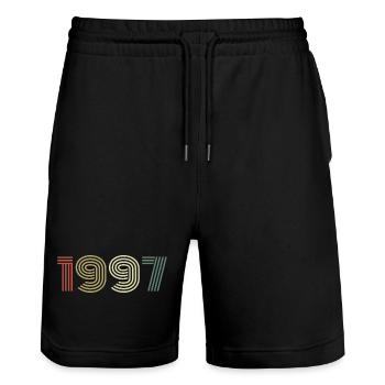 1997 Birthday Vintage 1997 Gift 1997 - Stanley/Stella Trainer Unisex Organic Jogging Shorts - black - Front - Nik (191cm) & Marisol (170cm)