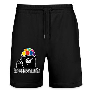 Schwarzwaldbär - Stanley/Stella Unisex Bio Joggingshorts Trainer  - Schwarz - Vorne - Nik (191cm) & Marisol (170cm)