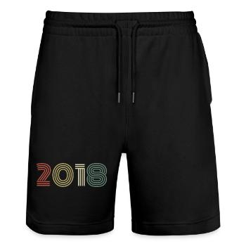 2018 Birthday Vintage 2018 Gift 2018 - Stanley/Stella Trainer Unisex Organic Jogging Shorts - black - Front - Nik (191cm) & Marisol (170cm)