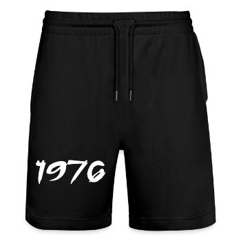 1976 Cadeau 49e Anniversaire 1976 Retro 1976 - Short de jogging bio TRAINER Stanley/Stella unisexe - noir - Devant - Nik (191cm) & Marisol (170cm)