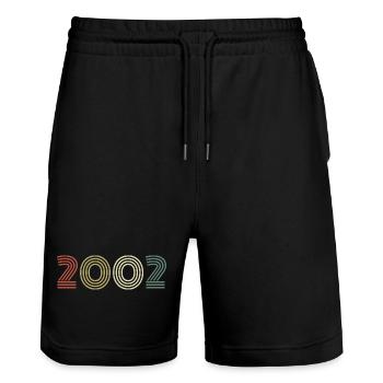 2002 Geburtstag Jahrgang 2002 Geschenk 2002 - Stanley/Stella Unisex Bio Joggingshorts Trainer  - Schwarz - Vorne - Nik (191cm) & Marisol (170cm)