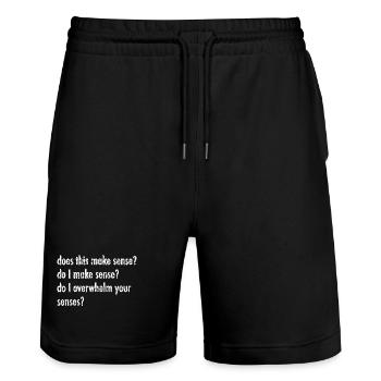 Does this make sense? - Stanley/Stella Trainer Unisex Organic Jogging Shorts - black - Front - Nik (191cm) & Marisol (170cm)