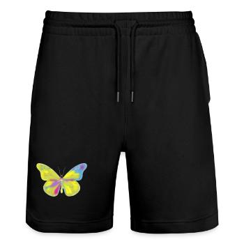 Bunte Schmetterling - Stanley/Stella Unisex Bio Joggingshorts Trainer  - Schwarz - Vorne - Nik (191cm) & Marisol (170cm)