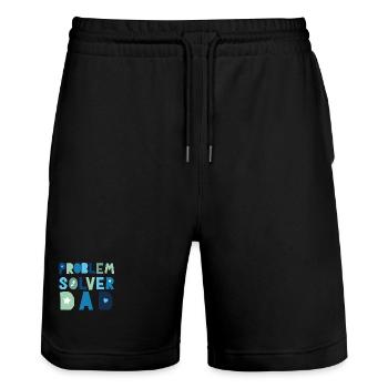 Problem Solver Dad - Stanley/Stella Trainer Unisex Organic Jogging Shorts - black - Front - Nik (191cm) & Marisol (170cm)