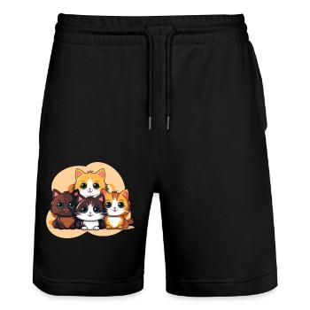 Adorable kittens - Stanley/Stella Trainer Unisex Organic Jogging Shorts - black - Front - Nik (191cm) & Marisol (170cm)