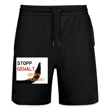 Stopp Gewalt gegen Frauen - Stanley/Stella Unisex Bio Joggingshorts Trainer  - Schwarz - Vorne - Nik (191cm) & Marisol (170cm)