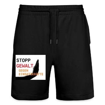 Stopp Gewalt gegen Einsatzkräfte - Stanley/Stella Unisex Bio Joggingshorts Trainer  - Schwarz - Vorne - Nik (191cm) & Marisol (170cm)