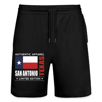 San Antonio - Stanley/Stella Unisex Bio Joggingshorts Trainer  - Schwarz - Vorne - Nik (191cm) & Marisol (170cm)