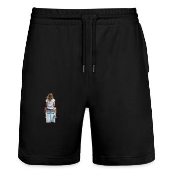 Avec short et boîte de réfrigérateur à Knokke - Short de jogging bio TRAINER Stanley/Stella unisexe - noir - Devant - Nik (191cm) & Marisol (170cm)