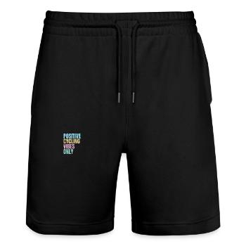 positive cycling vibes only - Stanley/Stella Trainer Unisex Organic Jogging Shorts - black - Front - Nik (191cm) & Marisol (170cm)