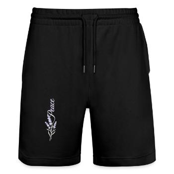 Peace Lavender Flower - Stanley/Stella Trainer Unisex Organic Jogging Shorts - black - Front - Nik (191cm) & Marisol (170cm)