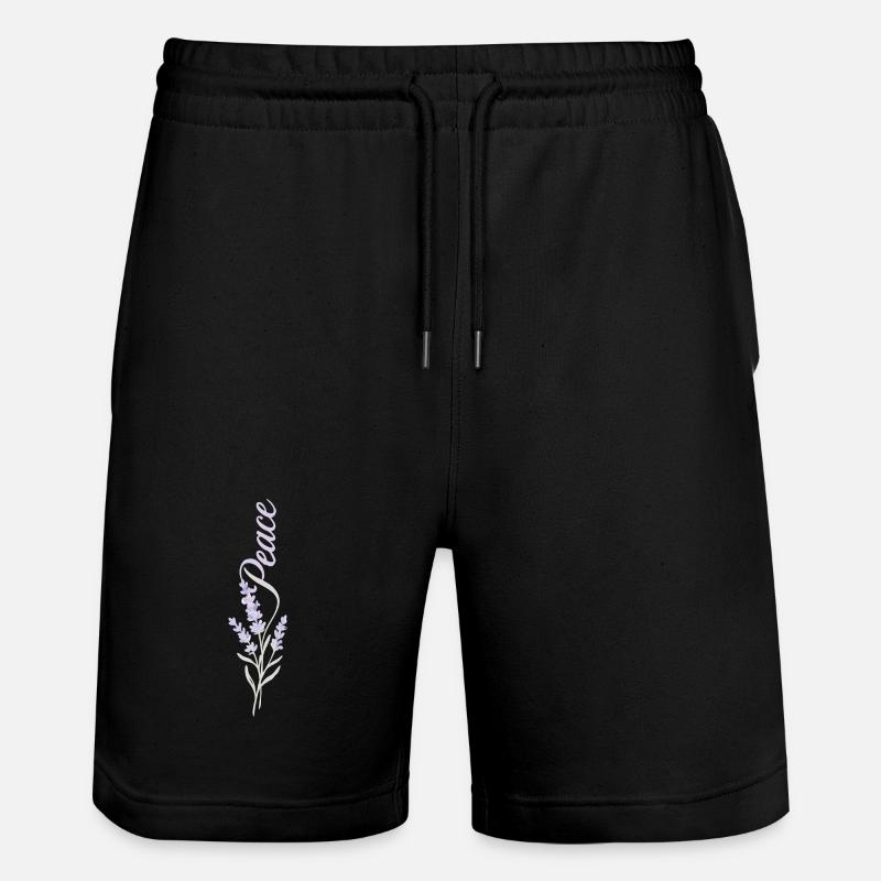 Peace Lavendel Blume - Stanley/Stella Unisex Bio Joggingshorts Trainer  - Schwarz