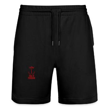 Angler Fishing Hook Fishing Rod Sport Fisherman - Stanley/Stella Trainer Unisex Organic Jogging Shorts - black - Front - Nik (191cm) & Marisol (170cm)