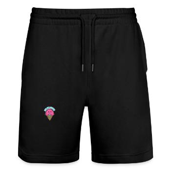 Geburtstag - Stanley/Stella Unisex Bio Joggingshorts Trainer  - Schwarz - Vorne - Nik (191cm) & Marisol (170cm)