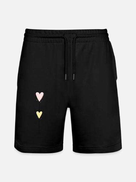 Heart Line Vertical - Stanley/Stella Trainer Unisex Organic Jogging Shorts - black