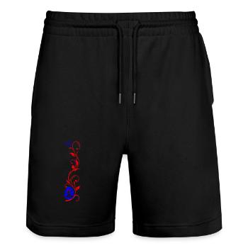 Blumenranke mit Osterei und Osterhase - Stanley/Stella Unisex Bio Joggingshorts Trainer  - Schwarz - Vorne - Nik (191cm) & Marisol (170cm)