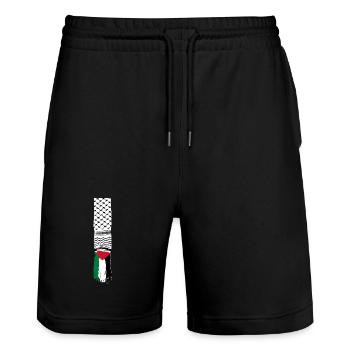 Palestinian scarf - Stanley/Stella Trainer Unisex Organic Jogging Shorts - black - Front - Nik (191cm) & Marisol (170cm)