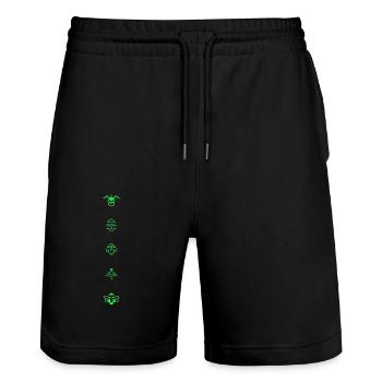 Novavarion Space Sci Fi étoiles galaxie lune planètes - Short de jogging bio TRAINER Stanley/Stella unisexe - noir - Devant - Nik (191cm) & Marisol (170cm)