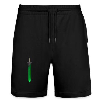 Green Rune Sword - Stanley/Stella Trainer Unisex Organic Jogging Shorts - black - Front - Nik (191cm) & Marisol (170cm)