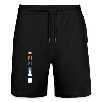 Paddel Streifen senkrecht - Stanley/Stella Unisex Bio Joggingshorts Trainer  - Schwarz - Vorne - Nik (191cm) & Marisol (170cm)